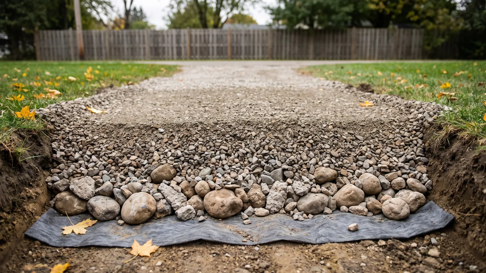 Best gravel for a driveway Best gravel for driveway layers: cross-section of base stone, middle layer and top stone