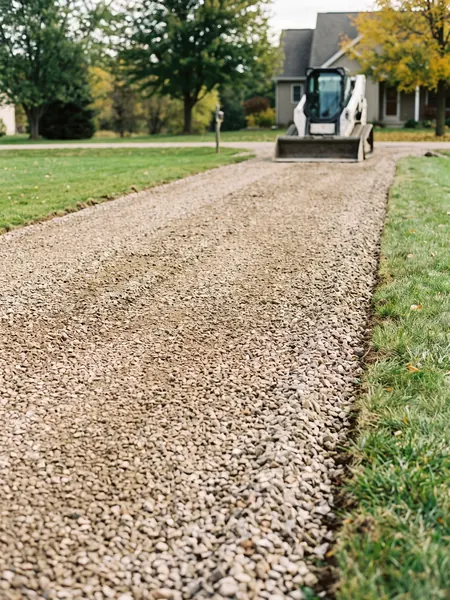 Gravel driveway Gravel driveway calculator: freshly graded crushed stone driveway