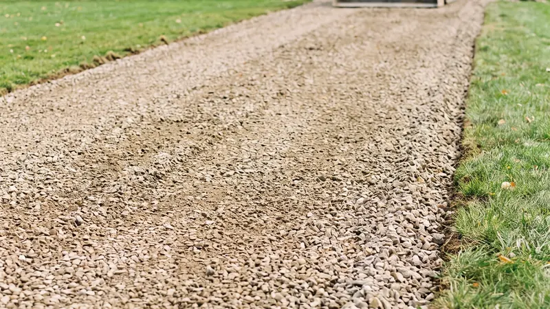 Gravel driveway calculator: freshly graded crushed stone driveway