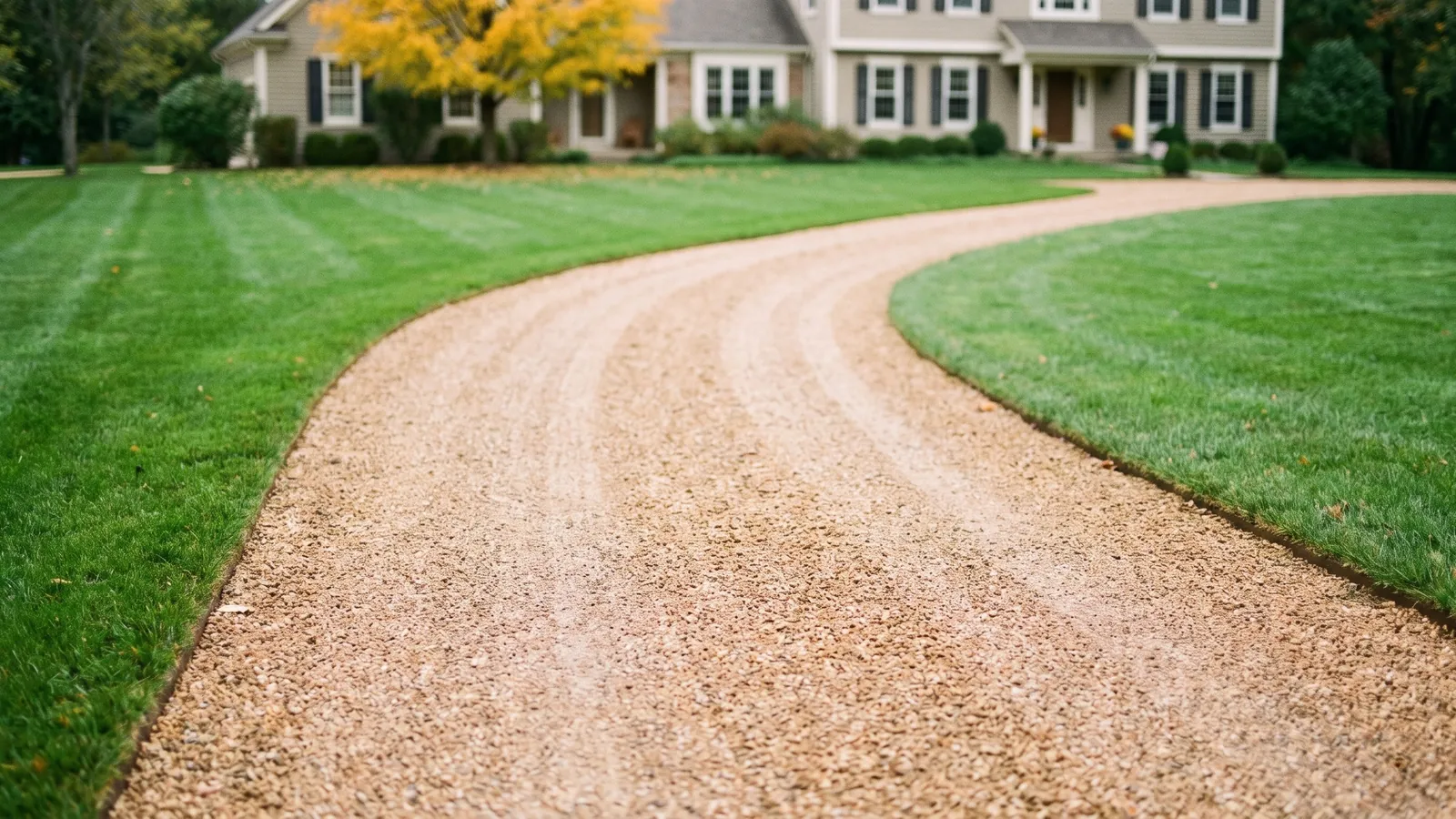 Driveway calculators: crushed gravel driveway through a lawn