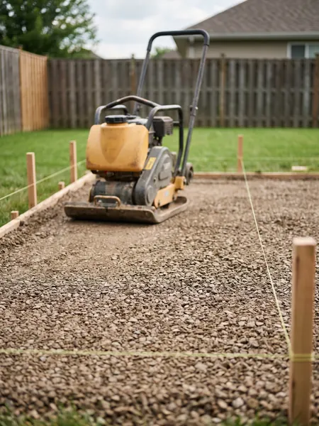 Paver base Paver base calculator: plate compactor on a crushed stone patio base