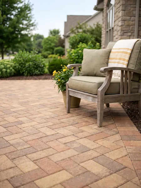 Paver calculator: herringbone paver patio with a border
