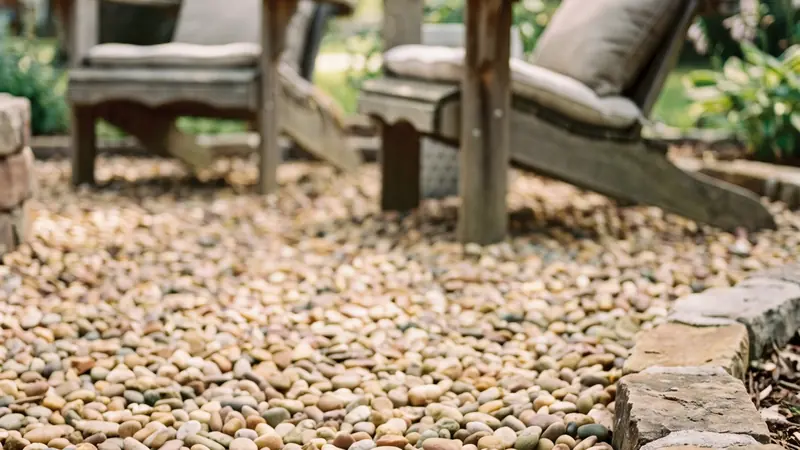 Pea gravel calculator: pea gravel patio with stone edging