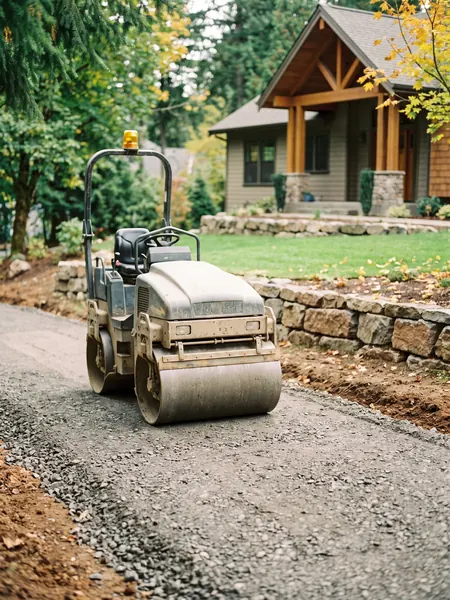 Road base Road base calculator: compacted road base under a roller