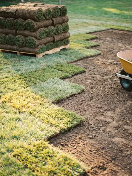 Laying sod Sod calculator: rolls of sod laid in staggered rows