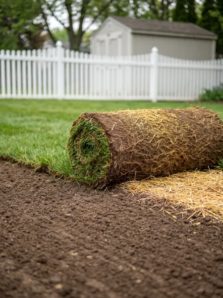 Sod vs seed: roll of sod with its roots showing