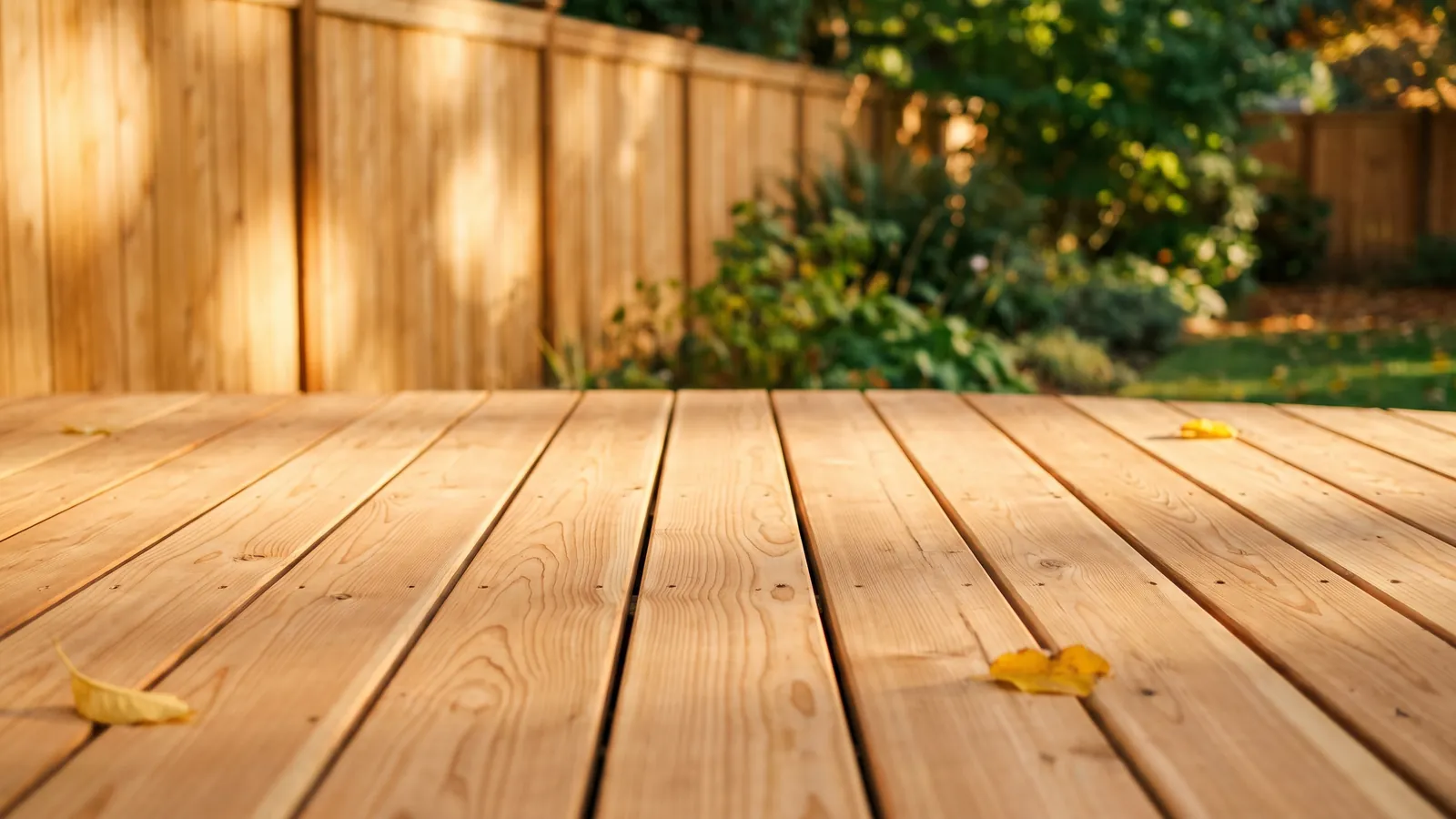 Fences and decks Fence and deck calculators: cedar privacy fence behind a wood deck